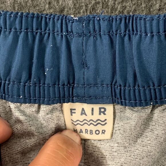 Fair Harbor Swim Trunks Mens Medium Blue Geometric Drawstring Lined 2 In 1 - Picture 5 of 13